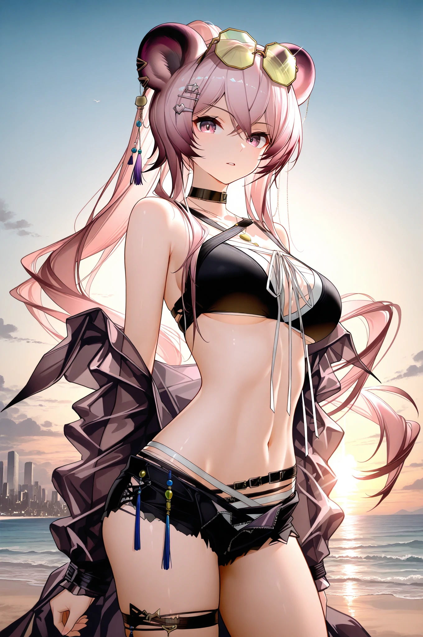 Menina anime in a bikini with a sword on her head, seductive Menina anime, Oppai, biomechanical Oppai, Oppai cyberpunk, (Menina anime), beautiful anime squatting, Ecchi, anime, correr, | Anime de detalhes finos, cabelo twintail rosa e olhos ciano, terno asuka sob a roupa!, ahegao, nightcore