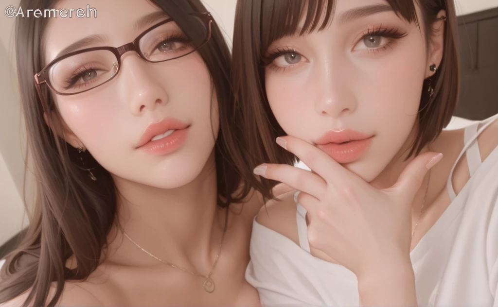 ((highest quality)), ((masterpiece)), (be familiar with), ((perfect face))、black hair、straight hair、long hair、hair with volume、(((big breasts)))、naked、((shiny nipples))、beautiful nipples、I can see the ribs、(((ribs are sticking out)))、(((Glasses)))、protruding chest、angry、shiny skin、sweating、pregnancy、lie in bed、wide open eyes、facing this way、((very big ))、teeth grinding、sweaty、((Are thin))、((young girl))、((small ))、((big nipples))、((big areola))、(((mother and little daughter)))、nipples stick together、((attach the chest))、breasts touching、daughter hugging her mother、angry、hug each other、daughter's breasts are small、mother's breasts are big、mother is angry、