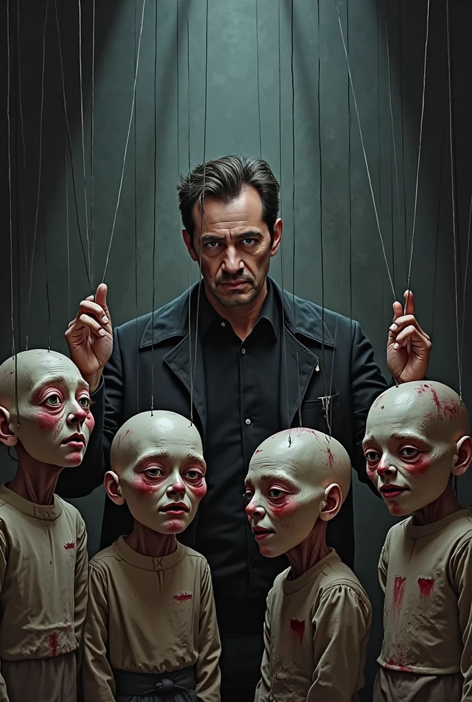 Surrealist Psicopop. Intriguing people in the Circus of Horrors. Clockwork Orange film. cinematic. 8K.