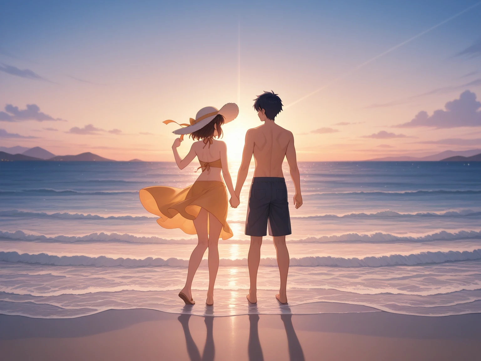 a japanese teen in pink bikini with huge fuller breast white glowing skin on isigaki beach with her boyfriend