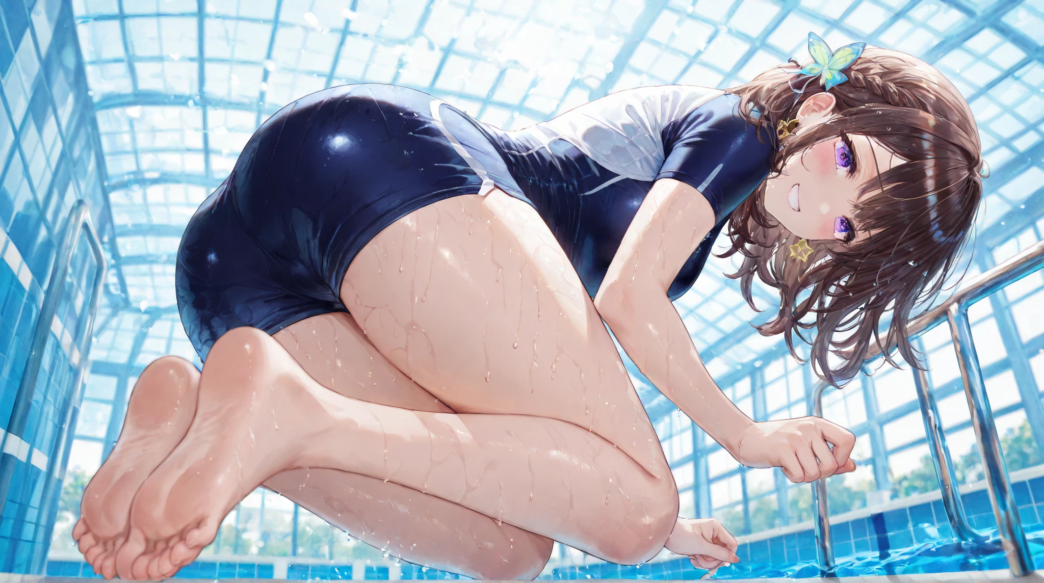 tinas，huge tit，Shin Hipo，Raised sexy，k hd，swimming uniform，lie on one's side，Throw an eyebrow，Cover your chest with your hands