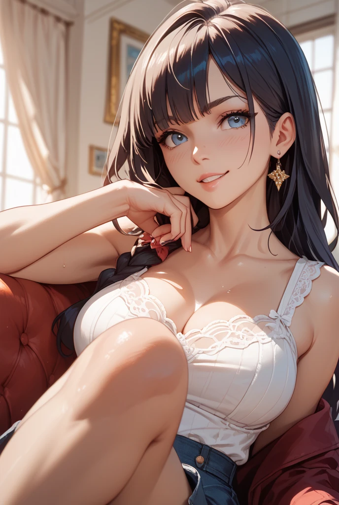 finest image, portrait, beautiful woman sitting, panty shots, professional lighting