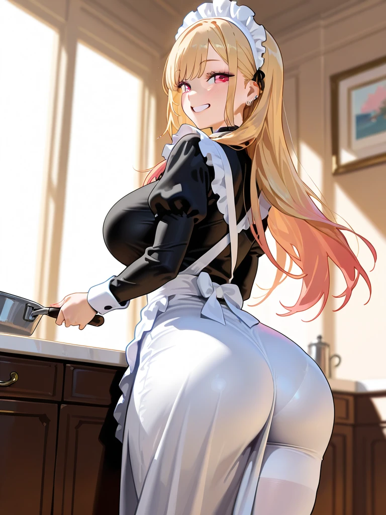 anime, beautiful face, highly detailed face, detailed perfect eyes, 1 eye is closed, perfect shoes, perfect hair, perfect lips, accurate arms, accurate hands, perfect legs, perfect mouth, perfect tounge, highly detailed background, front lighting, perfect lighting, full body, 1girl, solo, ruby hoshino, ruby, oshi no ko, heels, blonde hair, thighhighs, absurdres, high res, ultrasharp, 8k, masterpiece, looking at viewer, in a maid cafe, restaurant (sexy pose:1.1), (full body:1.3), revealing, maid outfit, maid mini skirt, body at an angle from viewer, looking back over her shoulder, view from behind, ass view, reverse cowgirl position, riding position, cowgirl position, revcowgirl, her mouth is wide open, steam coming from mouth, heavy breathing, blushed, going to cum, jizz, very wet, blushed, naked, nude, NSFW