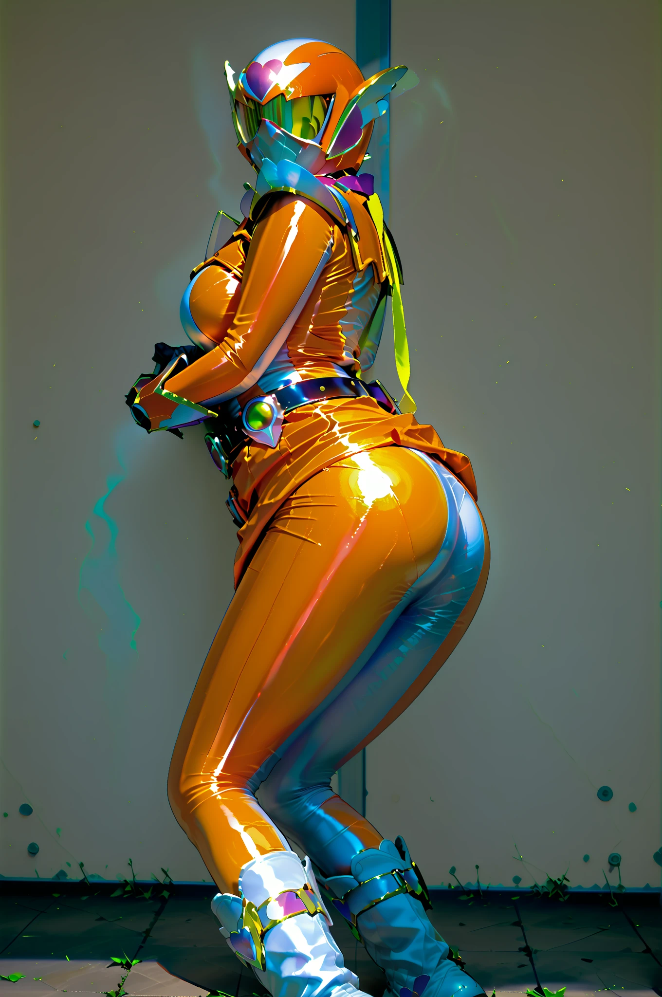 (full body:2),(1girl:1.3),(view the viewer:1.4),(anatomy correct:1.5),(((thick latex pantyhose)),(((reflects like a mirror ))):1.3), (pointed thick heels :1.3),,((((Sitting on a chair and using your hands to lift your thighs))):1.2),((nun),((((with a very thin waist, a very large chest, huge buttocks, and thick legs)))):1.3),(Extra Long blonde Hair:1.2),(Accurate and perfect face:1.3),(Long legs and big feet:1.3),(With a smile:1.3),((Polished clothing):1.2),((Skin reflection , Skin Gloss):1.2),((((( colorful)))):1.5),hyper HD, Ray traching, reflective light, structurally correct, Award-Awarded, high detail, lighten shade contrast, Face lighting ,cinematic lighting, masterpiece, super detailing, high quality, high detail, best quality, 16k,High contrast,
