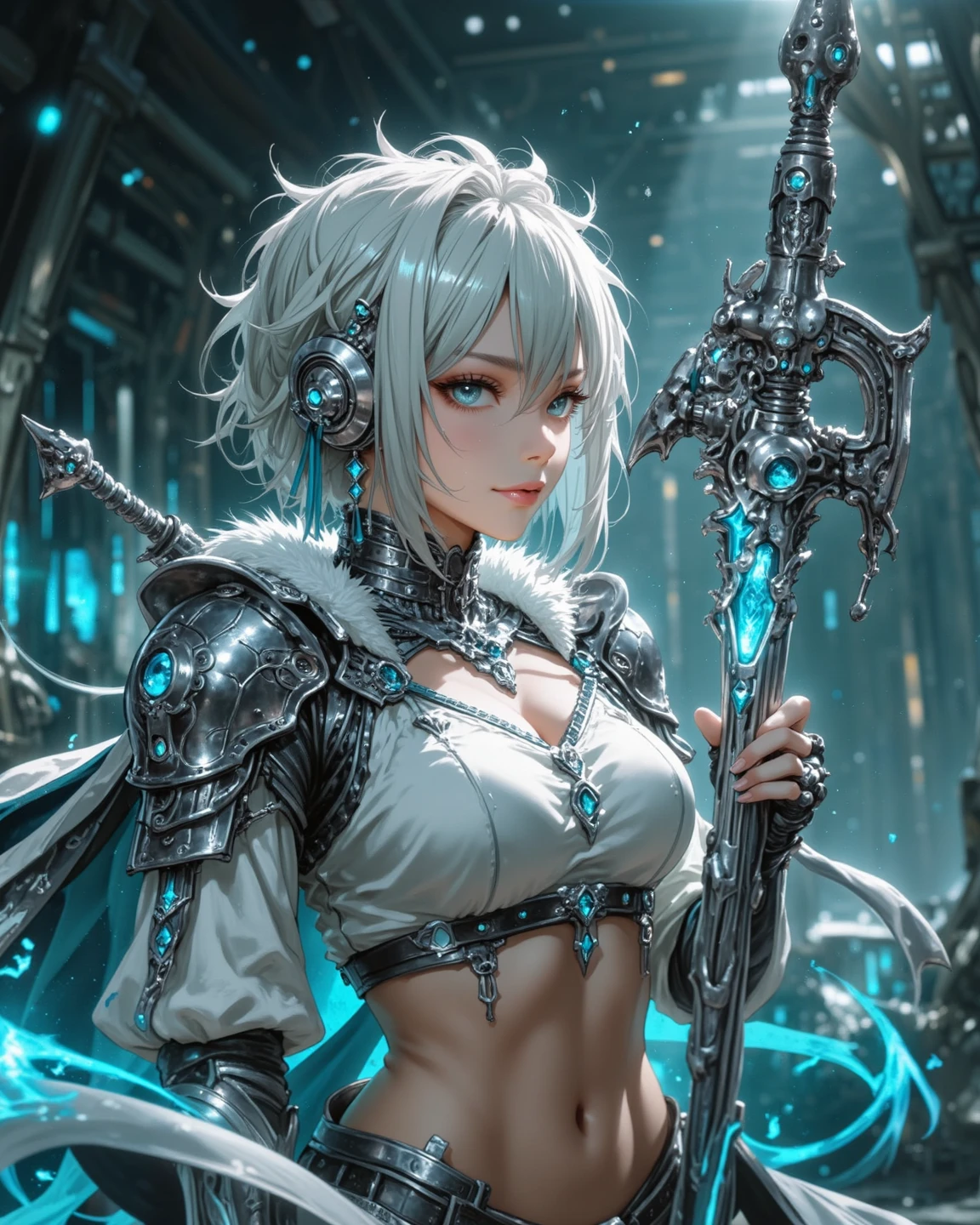 (( (tmasterpiece)，（Very detailed CG Unity 8K wallpaper），(bustshot:1.5), best qualtiy，cinmatic lighting，Photorealsitic, 细致背景，Beautifully detailed right pupil，（Very fine and beautiful），（Beautiful and detailed eyes description），ultra - detailed，tmasterpiece，hight resolution)), Richly decorated armor, a beautiful woman warrior, Shorthair, Platinum Blonde Hair, cleavage of the ??????, (Perfect ???????:1.2)