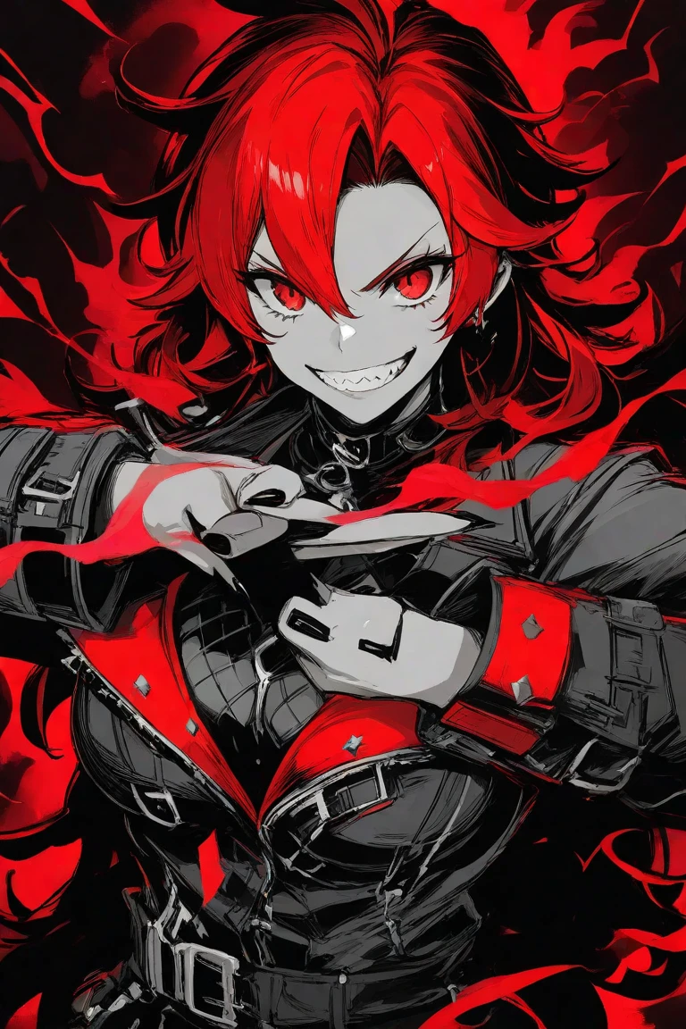 Demon, red, sharp teeth, male
