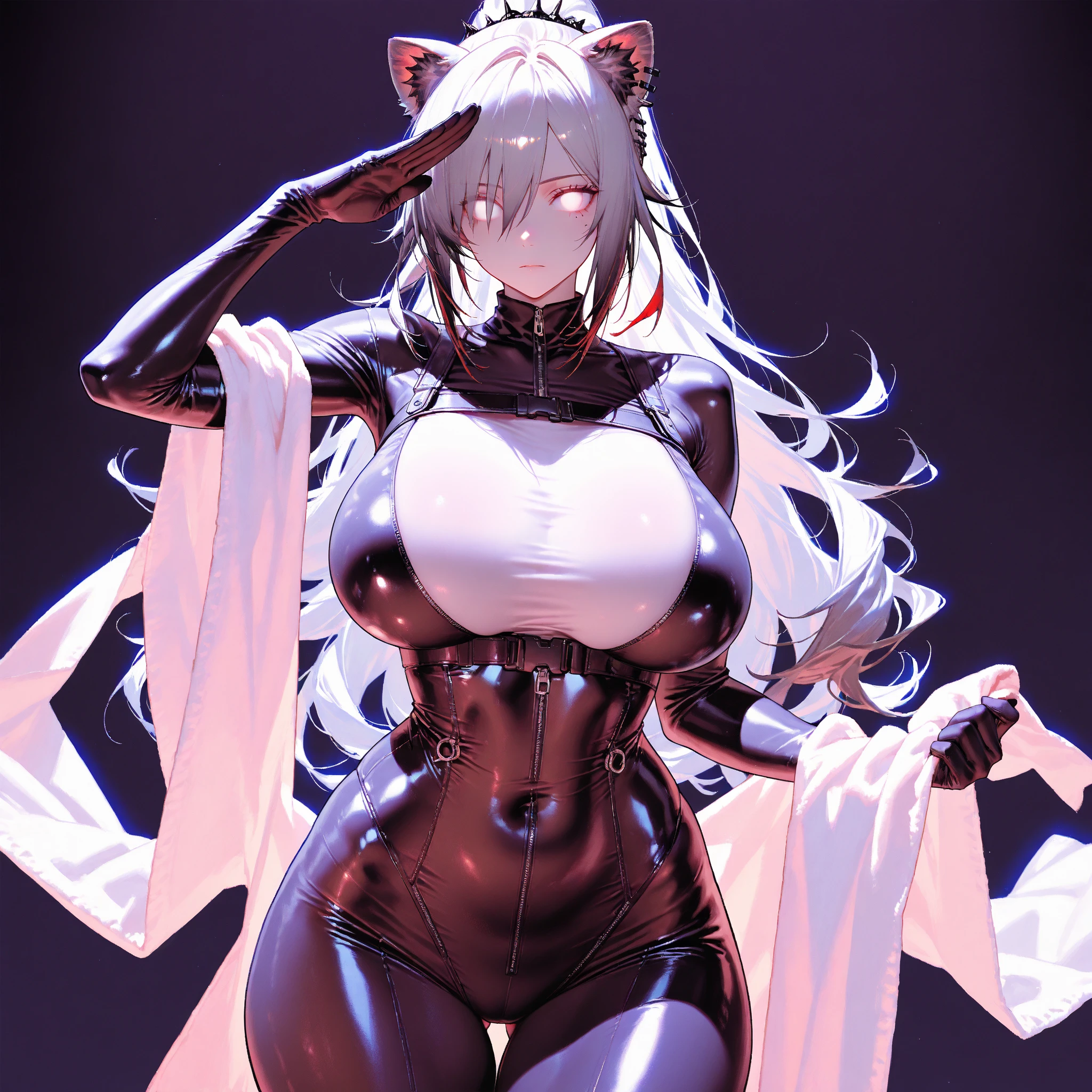 Beautiful girl
Beautiful bodystocking latex
Light Silver Hair、Fox ears、smile magic Masterpiece Night Magic sexy, extremely beautiful 22歳 Big Breasts Beautiful Eyeagical gentle lighting beautiful hip, cowboy shot simple background. High-definition depiction, Realistic, 8k, Unity, wide shot, light smile, Beautiful and clearly painted, explosion, beautiful Countless rays of light falling down, swirling light, big explosion background, one arm up over head, Intense light is emitted from the magic circle in front of the girl.