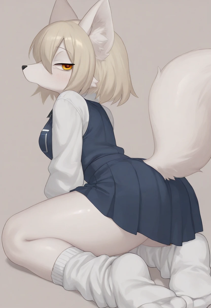 blonde hair,Very big in the very young face,chibi, mini, 5 years old face and huge tits,sweater dress, minidress, wide hips, huge breasts, ahegao, fox ears, fox tail, indoors, red eyes,exposed chest,NSFW,nipple,pussy, stand with legs apart,pussy juice, ,wet pussy,wet tits,1boy, sex from behind, standing sex,