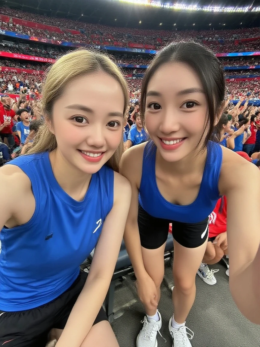 Active athlete girls、A well-trained body、Smooth skin、At the Athletes Village Hotel、Orgy:1.5、Orgy、3 Girls and Handsome Men 1、Everyone has an idol-level face、Face in detail、Three girls are fully nude and have hot sex with a handsome guy while entangled on the bed:1.8、A sparkling smile、fun、Close-up of bare breasts:1.3、Half of the uniform is off、The women I embraced at this Olympics