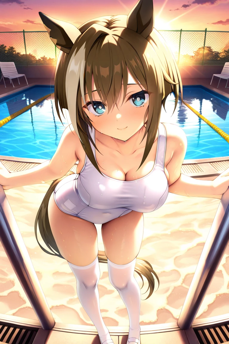 (masterpiece、highest quality、High resolution、Realistic photo、Real looking skin:1.1)、
(A woman is at the leisure pool:1.5)、
(Crouching:1.5)、
(Provocative, grinning expression:1.8)、
(She is wearing a white bikini with strings:1.8)、
(I'm wearing beach sandals:1.5)、
(Brown hair in high twin tails:1.5)、
(The location is the poolside of the lazy river.:1.5)、
1 Japanese Girl、solo、Full Body Esbian、Beautiful Eyes、Shining Eyes、Shining thighs、NSFW