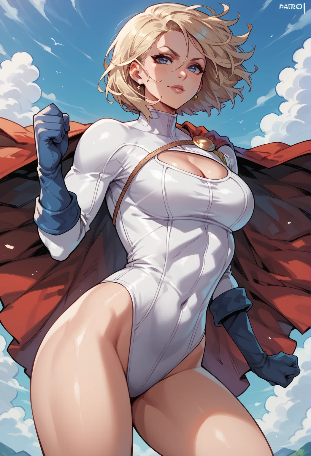 ((1 girl)), beautiful young woman, mature female:1.3, looking at viewer, realistic proportions, (( absurdres, masterpiece1:2, best quality1:2, ultra sharp, vivid colors, volumetric lighting)), NSFW, uncensored,
beautiful face, toned, sharp eyes, eyeliner, heavy makeup, mouth slightly open, hint of teeth showing, strong blush, freckles,
<lora:Style - Thiccwithaq_locon:0.6>,
<lora:csm_power:0.9>, power \(csm\), sharp teeth, symbol-shaped pupils, cross-shaped pupils,
<lora:CARTOON_DC_powergirl_ownwaifu:0.7>, CARTOON_DC_powergirl_ownwaifu, cleavage,
<lora:grad_auroral:0.6>, Auroral,