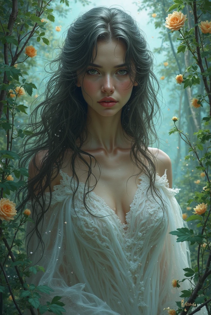 Jessica Simpson, wearingelegant veil bride sexy clothes, stand in the forest, character portrait, 4 9 9 0 s, long hair, intricate, elegant, highly detailed, digital painting, artstation, concept art, smooth, sharp focus, illustration, art by wlop, charlie bowater and alexandra fomina