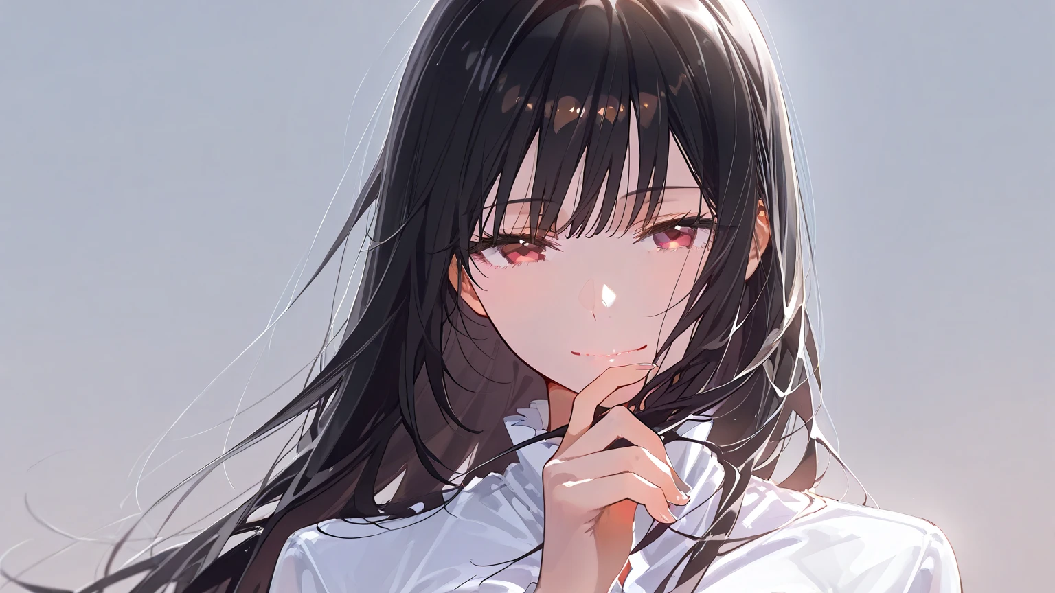 1girl, long black hair, uniform, shy, blush, wet, rain, , (masterpiece, best quality), soft light, cinematic composition, cinematic light