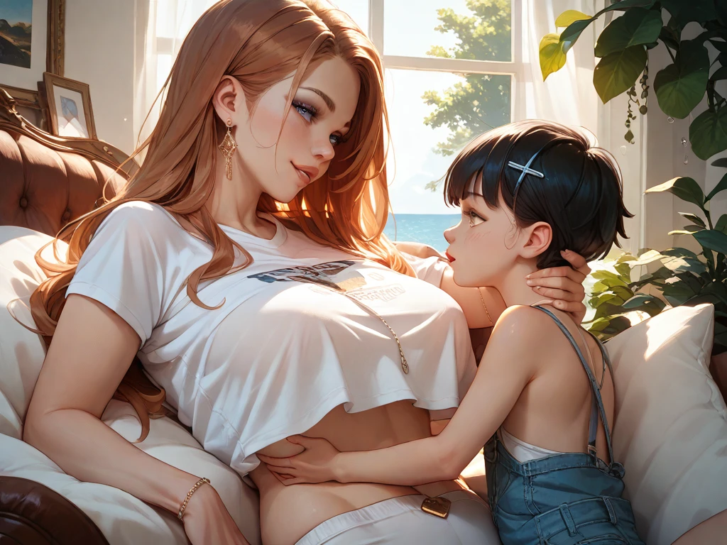 3d, score_9, score_8_up, uncensored, simple background, 3D Render Style,
anime white girl with big tits and a big ass is getting fucked,auska, sexy girl, perfectly round big breasts, mature female, body, naked, slim body, breast exposed, pleasured look, floating hearts,1boy, (_shota:1.5), (_child boy), (???_boy), dark-skin, size difference, spitroast, shiny skin, consensual, sex, rough sex, epic sex, eyes looking up, cumming, in bedroom, white bed, wide shot dark cinematography, scary lighting, silhouette, dark and scary, volumetric lighting, shadows, source lights, speed lines, black hair, happy face, Uncensored, orgasm face, realistic, ahegao, netorare, wet skin, source_anime, expressive, dynamic,