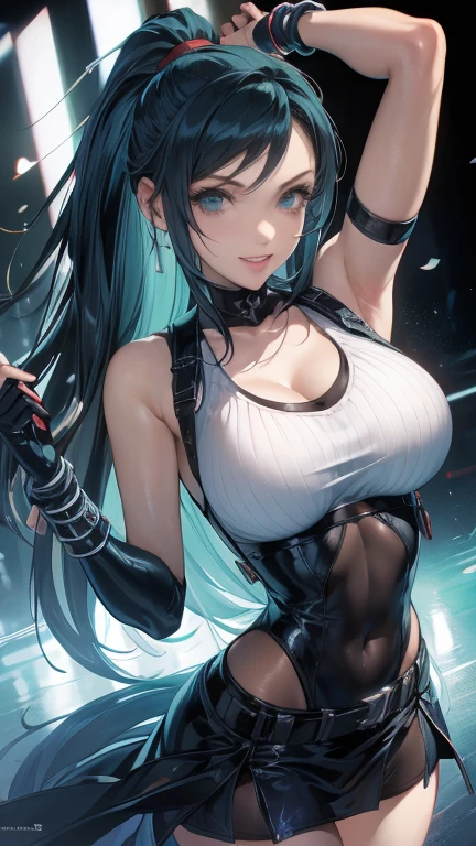 最high quality、Best image quality、masterpiece、With a girl((cute、15 years old、Best Bust、Medium Bust、Bust 85,Beautiful Blue Eyes、Spread your chest wide,Blonde lointail、Slender、The best valley、、Black Bikini、,Show the whole body、Black perforated gloves,Blue Mesh,Leaning forward greatly、Blue Sports Sunglasses、Blue Intercom,My whole body is wet、Face Paint、Grin、))high quality、Beautiful art、background((Night City、heavy rain、Lightning strikes、squirt)),Tabletop、Exquisite design、Visual Arts、Depth of written boundary、Best lighting、Highest detail、8k