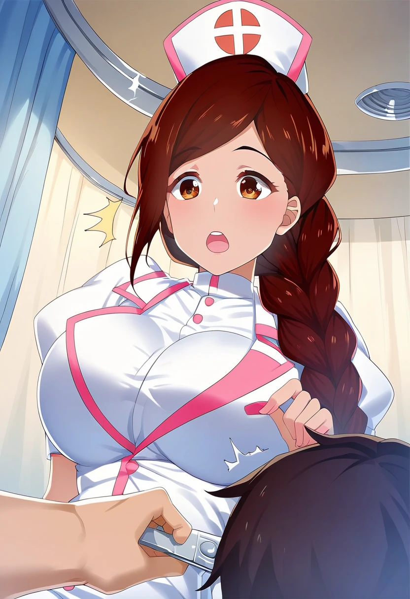 Pornographic Images,Cinematic scene,Fantasy Art,Highest image quality,hyperrealistic portrait,(8K),Ultra-realistic,Best Quality,High quality,High Definition,high quality texture,high detailing,Beautiful detailed,fine detailed,extremely details CG,Detailed texture,realistic representation of face,masutepiece,presence,Dynamic,Bold,1gir,(ideal ratio body proportions:1.5),Ultra detailed skin,Curve,,Beautiful breasts,Large breasts,pale skin,pointed breast,Erect nipples,(Thin hair),(Soft hair),(ultra straight hair),Swept long bangs,very light coppery amber hair,Hair over one eye,(pink nurse loose bikini:1.3),(gravure pose:1.5),(orgasm,ahegao:1.4)