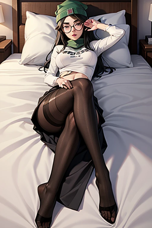Masterpiece, high quality, High resolution, One brown haired girl ,About Long Hair (Huge , Camel toe is very obvious, Nipples are clearly defined,,,,,,,,,,,,,,,,,, Wet loincloth, Sweating profusely, Beautiful beautiful legs,Lie down on the bed,Sexually suggestive liquids) Woman in bed, Unshaven, cosmetics, Expressing happiness, Sharp Eyesight, Quietly, From the above,((Legs open)) Both thighs are thick, Open your mouth and scream, Tilt your head back, Eyes tightly closed,Pretending to sleep, Shaggy, Heavy breathing, Anguished expression, Make your cheeks red, Staging,Pale black fishnet stockings that hug the thighs、The moment has passed.、Masturbation、Thong、Bite、Green panties、Bite 、Bridging