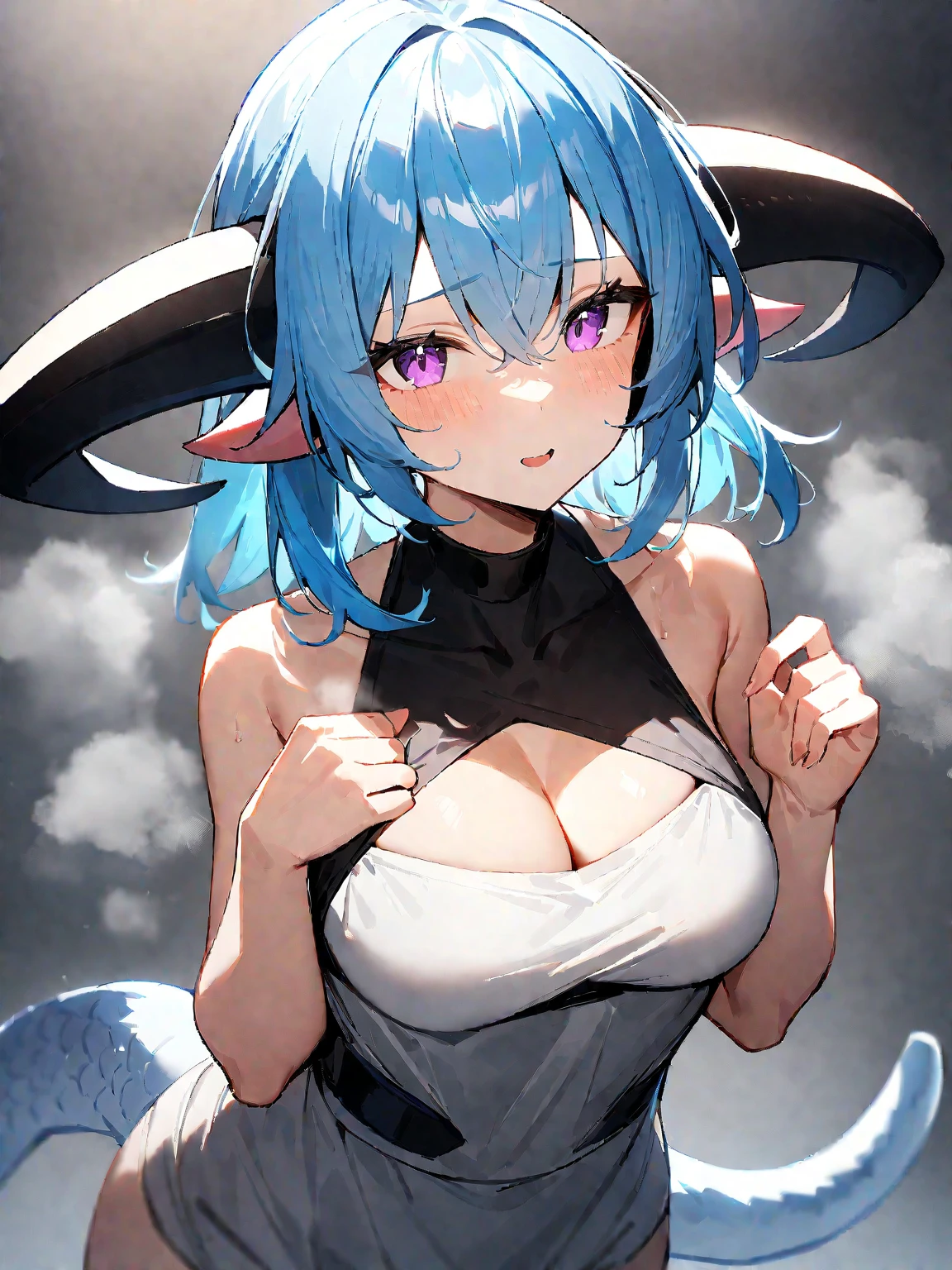 Wolfie, leather pants, spiral breast, long ears, earrings, spike caller, sharp teeth, furry shoulders, furry arms