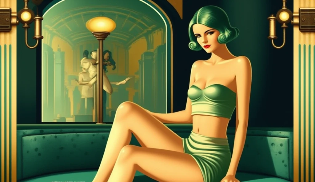 Retro vintage art print, sexy, glamorous pin-up girl wearing a sailors hat, bikini, A painting of a woman wife ((golden ratio}} laying on the sofa after a long night on the town, a  painting, a Beautiful expressive painting, malcolm liepke painting, glossy painting, beautiful digital painting, digital art painting, Fine paintings, monochromatic. malcolm liepke oil painting, impressionist painting.Spread your legs apart, beautiful and delicate face, fair skin
