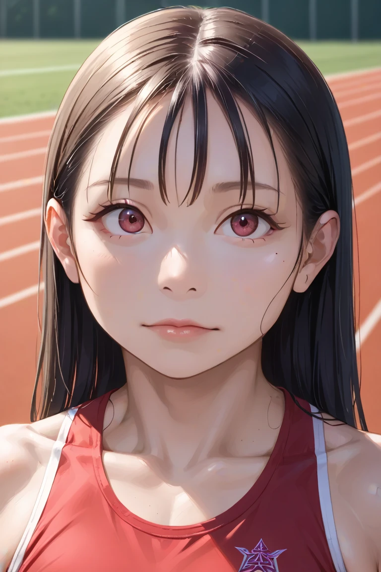 8k, Highest quality, Manga style, View your viewers, Intricate details,One person, Nakiri Ayame, 2Demon horns in the book, Multicolored Hair, Long Hair, Red eyes, Gray Hair, Tennis Wear, tennis racket, The moment the tennis ball is hit back, Sweating, Full body portrait, Being hit by rain, Soaking wet