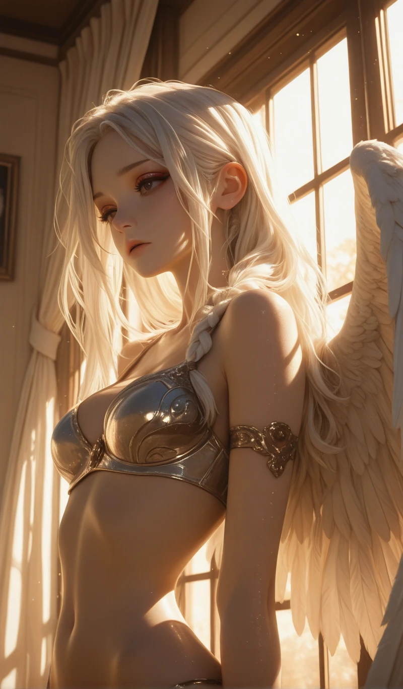 white hair, longeyelashes, solid cir super detail, blue eyes, centaur, sexy, Naked, huge tit, widow's peak, mole under eye, gradient eyes, pointy ears, torogao, ccurate, best quality, textured skin, anatomically correct --auto