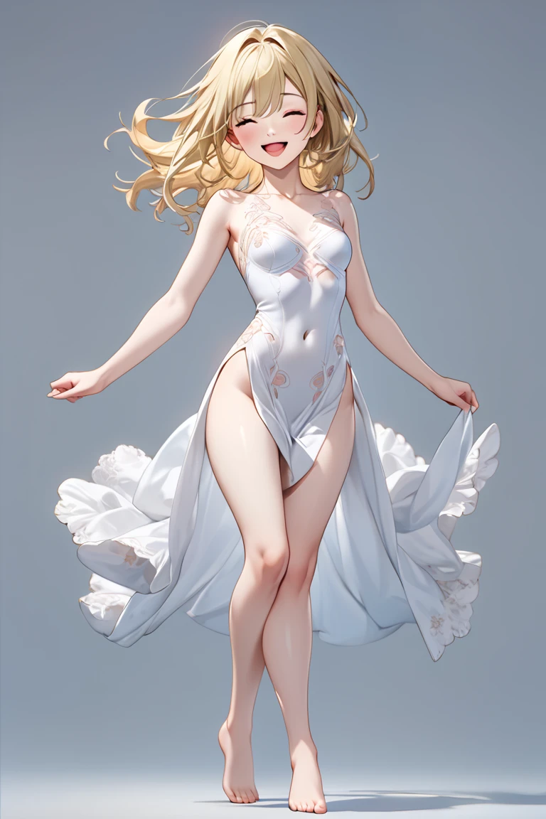 Ultra HD、Ultra-clear、princess、Blonde Short-Haired、White and beautiful skin、Big Breasts、Perfect body line、Long legs、Small areola、Small nipples、smile、