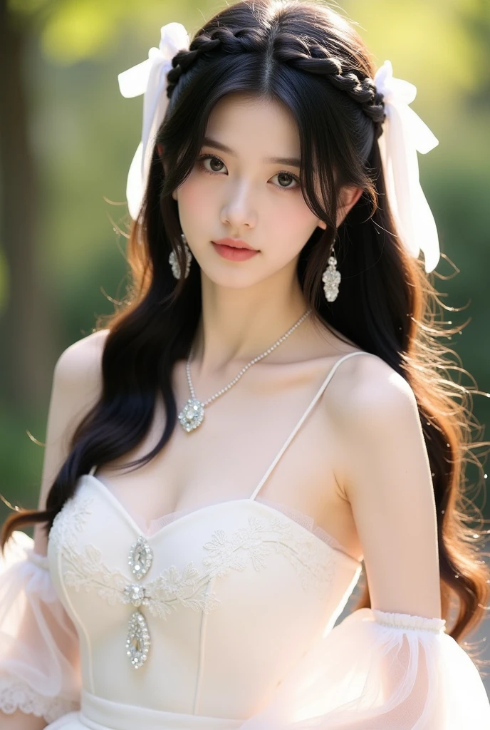 best quality, tmasterpiece,Ultra-high resolution,Clear face,（Reality：1.4），ferpect lighting，(upper body shot), (photorealistic:1.50), anime wallpaper, Guviz style artwork, cover-up fantasy up to magic , by Yang J, Guviz, beautiful artwork illustration, beautiful digital artwork, beautiful digital illustration, Li Song, beautiful anime portrait, art style in Beauvot, Lips wear thick red lipstick