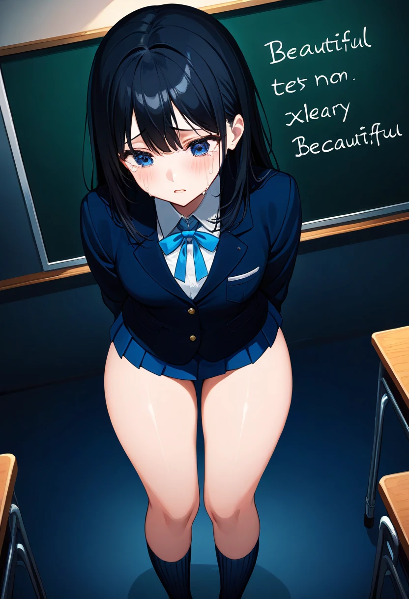 score_9, score_8_up, score_7_up, score_6_up, score_5_up, score_4_up, (source_anime), young girl, spread legs, tactile hair, black hair, glasses, Dark Aquarium, big breasts, sailor suit, Pleated skirt, black pantyhose, brainwashed, hollow eyes, sweaty, cum in pussy(((NSFW)))((question mark))((lower body))