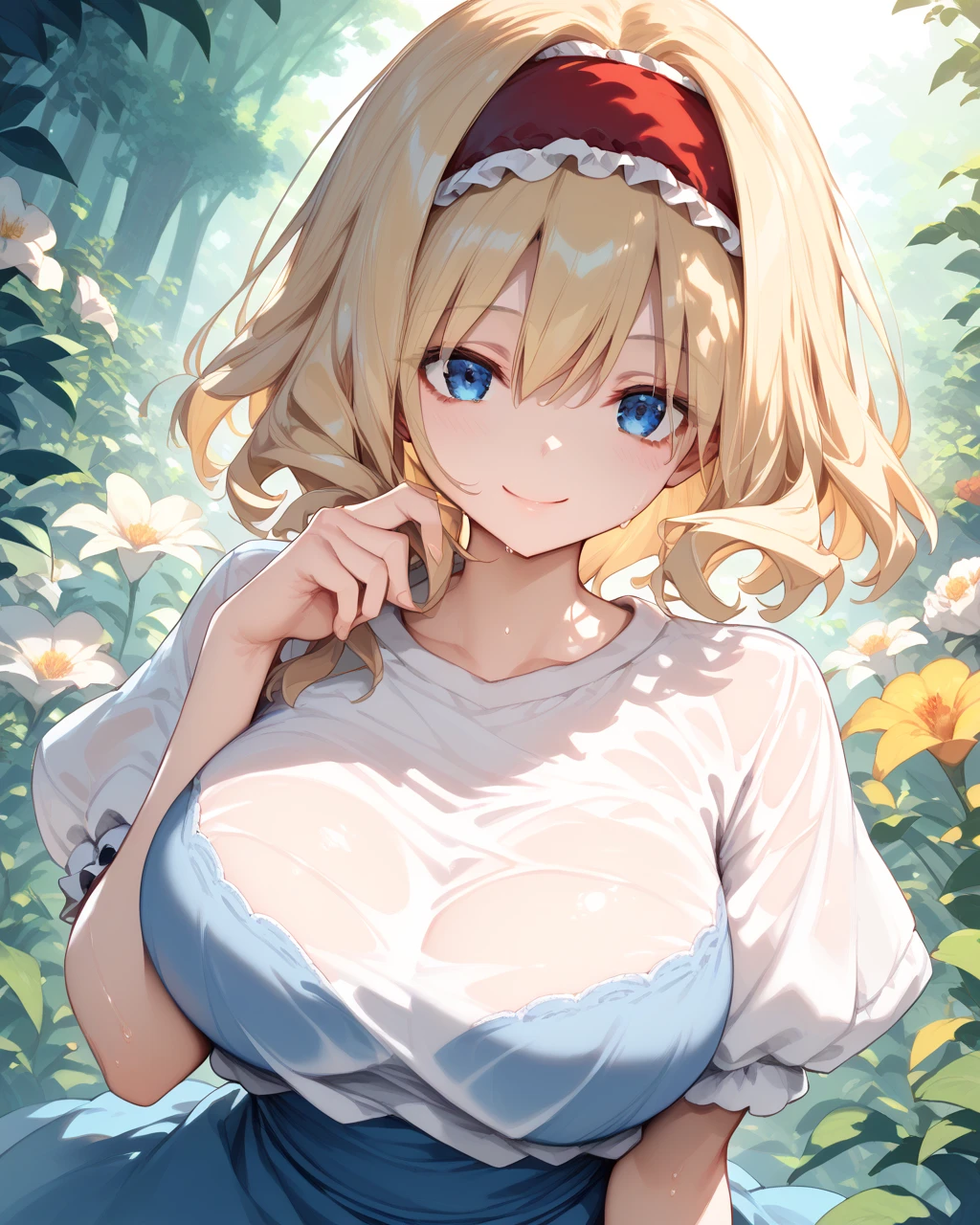 hitenkei style, claude monet style, oil painting, tulip field, carrying flour bag, south holland, ((topless)), nsfw, masterpiece, summer, 1 girl, erect nipples, intricately detailed, navel, bare shoulders, waist apron, ((windmill)), blonde hair, necklace, head scarf, scenery, extremely detailed, bare breasts, puffy nipples, blue eyes, bare stomach, soaked, medium breasts, scrunchy bracelet, teen, soft eyes, smiling, armpit, sweaty, happy, half open eyes, lusty eyes, blushing, long, light blue headband, side bangs, sleepy eyes, lifeless eyes, netherlands, full body, long white skirt, scenery, huge nipples, saggy , 1 side braid