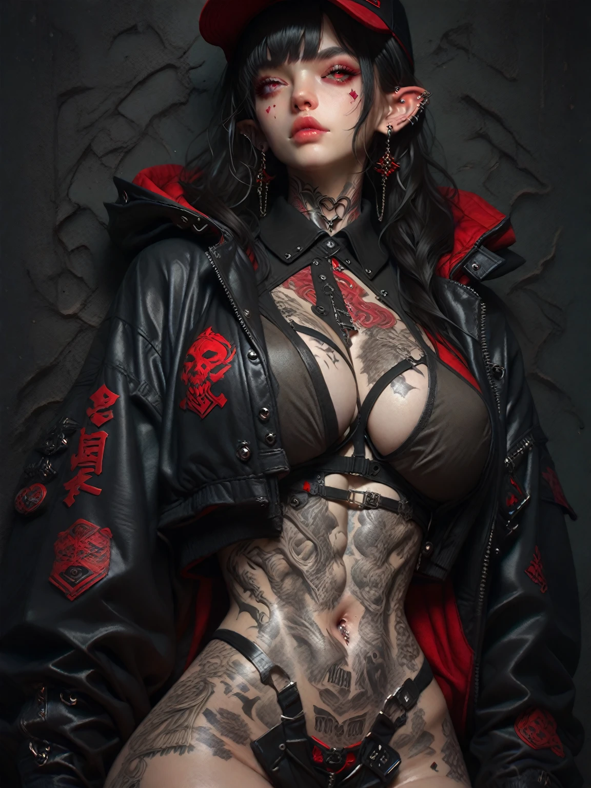 full length frame, High detail RAW color art, (((black lingre))),green eyes,(elegant, beautiful face),piercing,(tattoed),(freckles),pinup makeup,ketch of woman full body, thick thighs, (((cute milky girl))), barely legal,winter atmosphere, ((toxic long hair)),((leather underwear)),(detailed skin, skin texture), (intricately detailed, fine details, hyperdetailed), raytracing, subsurface scattering, (winter nature on background), ((muted colors)), diffused soft lighting, shallow depth of field, by (Oliver Wetter), photographed on a Canon EOS R5, 28mm lens, F/2.8, sharp focus bokeh