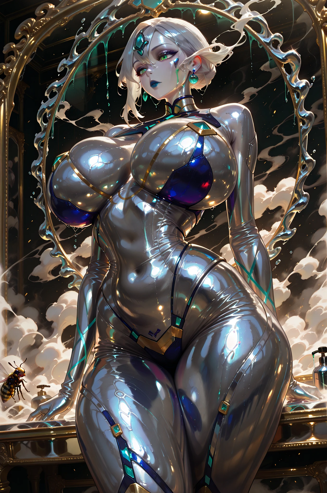 a photorealistic, High detail RAW color Photo, (extremely detailed unity cgi), beautiful cat girl, masterpiece, (futanari:1.1), (testicles:1.1), (:1.4), (full-package_futanari), (foreskin), (veiny_penis), (erection:1.4), (huge_bulge:2.0), beautiful cat girl, simple background, best quality, detailed image, colorful, vibrant colors, simple background, detailed face, perfect lighting, perfect shadows, perfect big eyes, girl focus, perfect hair, blue eyes, perfect face, , big breasts, gorgeous body, hourglass body, shiny body, futanari 1girl, solo, center focus, looking at viewer, eye shadow makeup, swimsuit, yellow bra, bare shoulders, upper body, cropped torso, blush, smile, short hair, open mouth, large breasts, large erection, animal ears, jewelry, green eyes, short hair, collarbone, , hairband,cleavage, tattoo, necklace, fox ears, :3, eyelashes big eyes, fox girl, gem, furry, circlet, furry female erection, body fur, white fur, animal nose, yellow hairband, snout, two-tone fur, yellow choker, blue fur, (futanari:1.1), (testicles:1.1), (:1.4), (full-package_futanari),