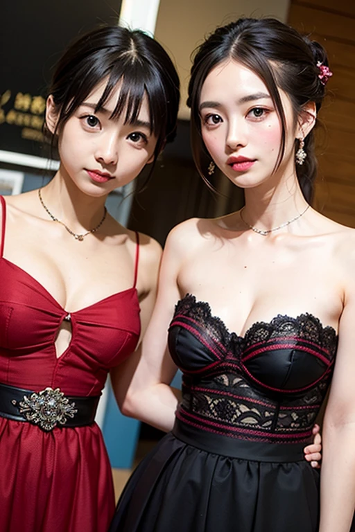 (Positive focus),2girls,duo,navel,(At the Pantheon in Rome,crowd,winter,Snowy),Surrealistic Female Portraits by David Hockney and Alphonse Mucha,Fantasy art,photograph realistic, Dynamic lighting,art stations,poster for,Volumetriclighting,Very detailed faces,4K,Award-Awarded,Fantastic costumes,Deep shadows,low tune,cowboy lens, (official outfit:1.4), looking at the camera in, Half-body shot,((Realistic face))),