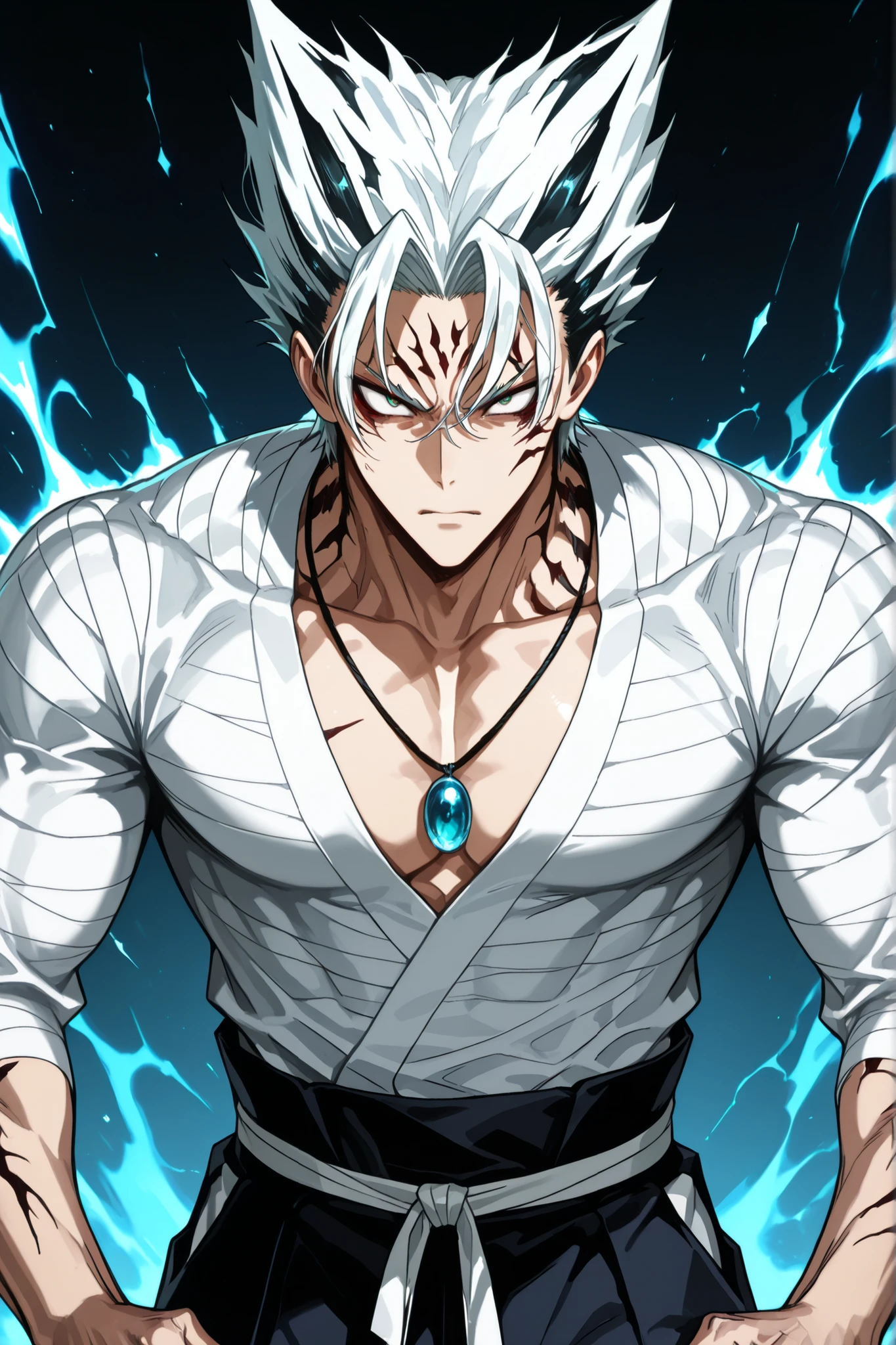 Garou
Age:18 year old Gender:man
Height:177 cm
Race: human(dragon) or higher for disaster level
Wushu Yusuu Amulet
Favorite thing fight, free living things I don't like:absurdity, corruption, cowardly behavior
Personality: Cool and cool, someone who is honest with himself
I trained under the hero Silver Pang, but, Gone. I definitely want to become a strong person who beats both heroes and monsters for the sake of my beliefs.