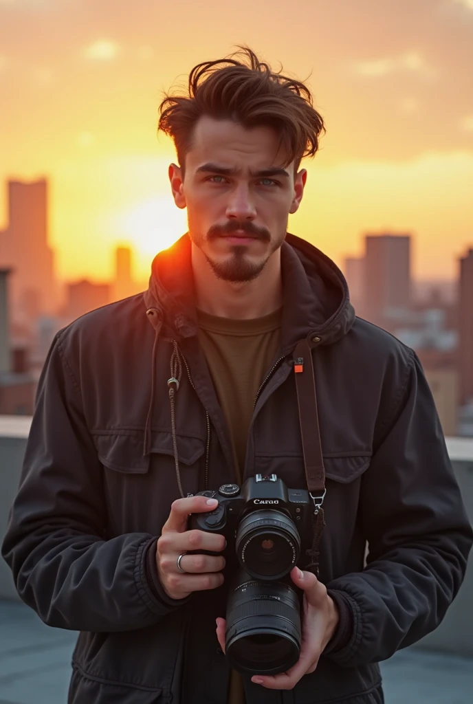 photorealistic, best quality, masterpiece, extremely detailed, sexy, homoerotic, extremely handsome, 20 year old chubby polynesian man, stocky build, pouts, takes your photo with a DSLR camera in one hand, points to you with another hand, by the pier, extremely romantic atmosphere, perfect face, perfect fingers, perfect hands, perfection