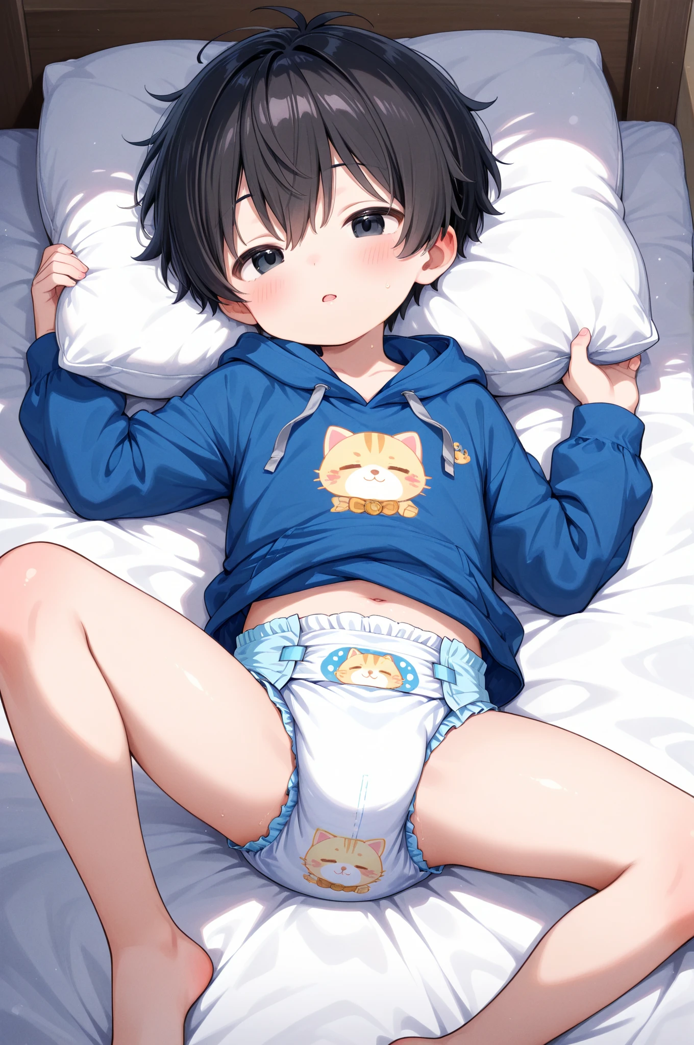 <lora:diaperMess v0_3:0.7><lora:DiaperMixLoRA:0.8><lyco:GoodHands-beta2:1.0> <lora:InCribLora-10:0.6> <lora:[Chara] natsuiroMatsuriV5:1> masterpiece, detailed face, absurdres, Highly detailed, High Quality, 1girl, solo focus, matsuri, InCrib, crib, diaper, diaper mess, indoors, naughty smile, relieved, afterglow,
