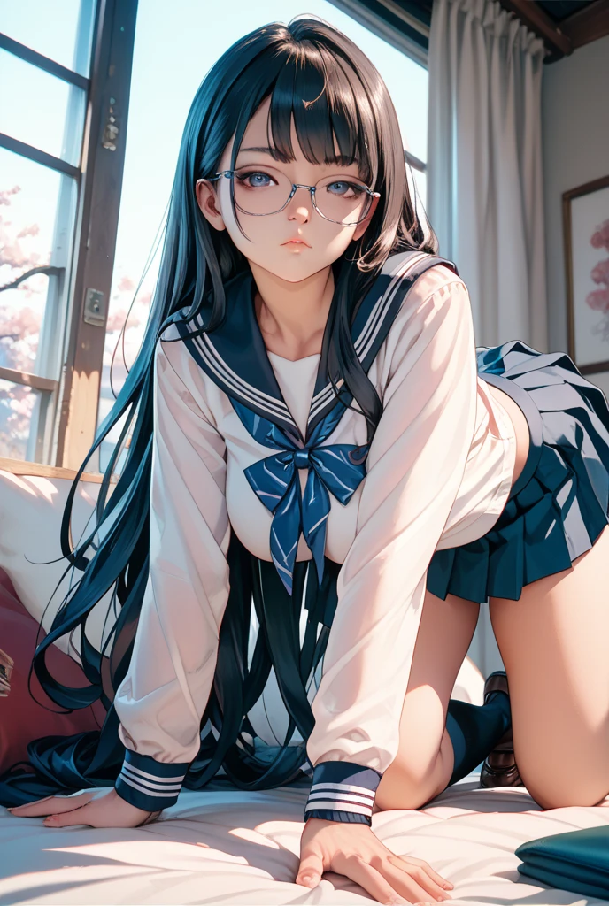 View your viewers,high school girl,Leaning forward,(Random cute clothes),(Random animated poses),(Thin type),(Large Breasts),(Random hairstyle),(Best image quality, (8K), Ultra-realistic, 最high quality, high quality, High resolution, high qualityの質感, Attention to detail, Beautiful details, Fine details, Highly detailed CG, Detailed Texture, Realistic facial expressions, masterpiece, before),(Wear glasses:1.1)、Summer Dresses