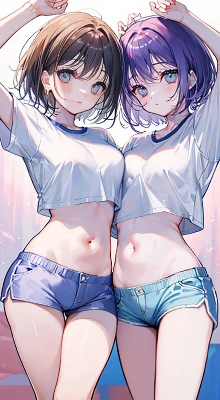score_8_up, slim, duo focus, glistening skin, micro bikini, plaid skirt, 

[long eyelashes, (happy:0.5), lips, sweating, aroused, ethereal:0.13], cosmic hair