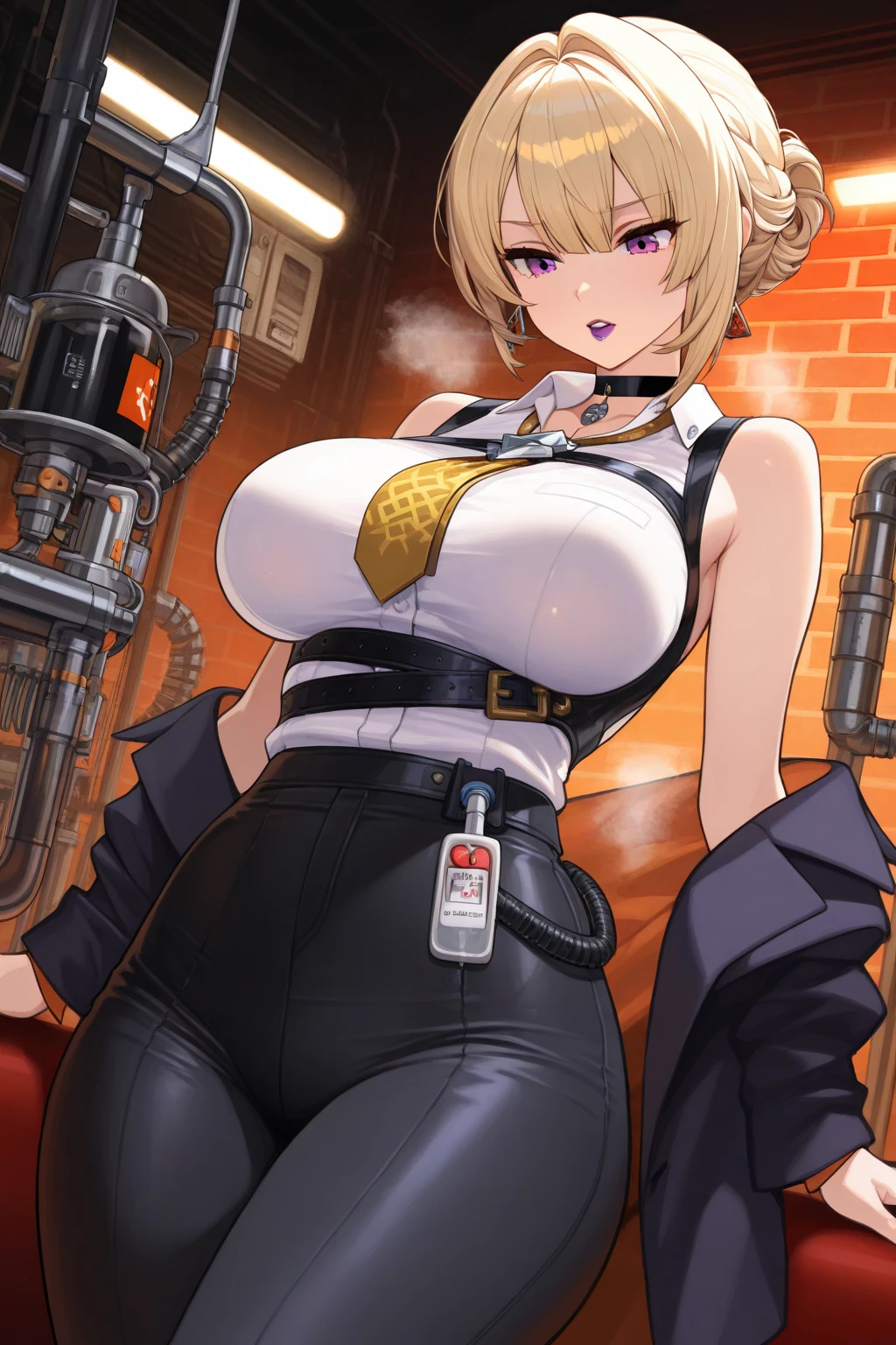 masterpiece, uncensored, tits, curvy, waifu, torn clothes, 1girl, android 18, breasts, torn shirt, torn legwear, blonde hair, skirt, jacket, torn sleeves, clothing cutout, rating:safe, solo, denim, cleavage, denim skirt, belt, shirt, long sleeves, bare shoulders, blue eyes, collarbone, off shoulder, denim jacket, green jacket, torn skirt, looking at viewer, torn pants, short hair, black shirt, medium breasts, pantyhose, belt buckle, large breasts, simple background, standing, hair intakes, open jacket, cleavage cutout, black legwear, tank top, pencil skirt, closed mouth, grey background, white background, buckle, cowboy shot, looking away, torn jacket, from above, miniskirt, black belt, open clothes, earrings, aqua eyes,(gigantic and massive tits:1.1), breasts, curvy milf, 1:2), closeup, titsnipples