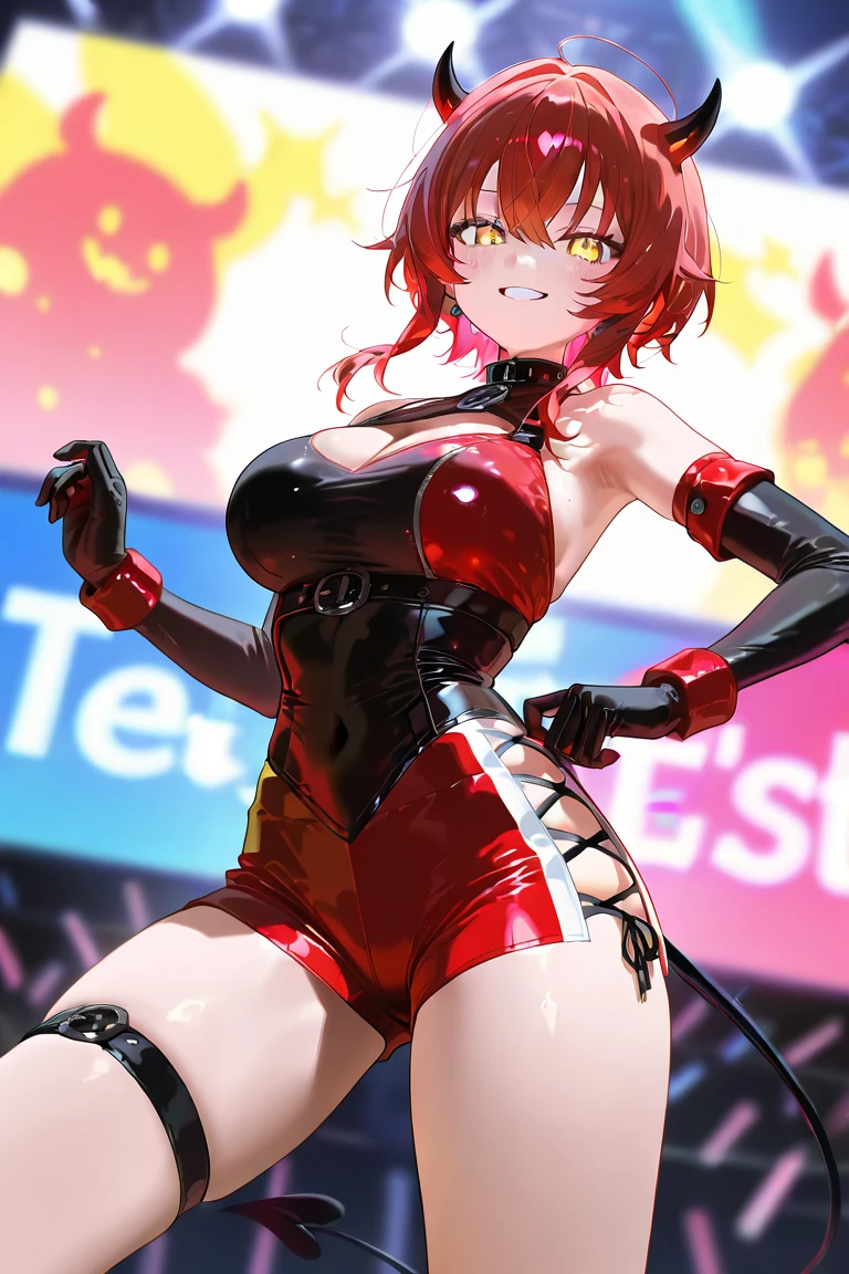 Anime illustration、highest quality、Fantasy、Voluptuous Bunny Girl、Las Vegas、Red Hair、Rash guard、hot pants、Xenoblade Chronicles 2、Homura、Big Breasts、Thick legs、Beautiful, shining eyes、smile、Noise Reduction