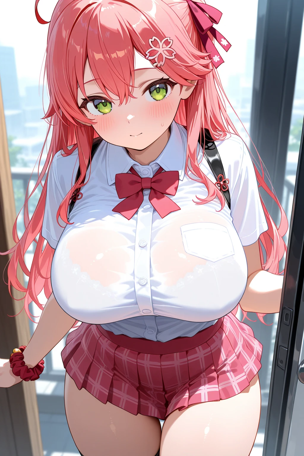 pieces fly、masterpiece、highest quality、Super detailed、High resolution、High resolution、8K portrait、Unity 8k壁紙のHigh resolutionCG、unity 8k wallpaper、cute:1.5、:1.5、Highly detailed CG unity 8k wallpaper、realistic、real person、cute、 portrait photography、shiny skin、High resolution、(Vermillion semi-long hair:1.2)、(16 years old:1.2)、(1 girl)、(Alley:1.6)、(school uniform),perfect face, seriously, (blush:1.5),(((clothing lift:1.5))), (midium breasts:0.8),(((I have nipples))), Detailed description vagina,show vagina,spread legs,spread ,((Orgasm in the vagina:1.7)),(star hair ornament:1.2),(leaning forward:1.2)