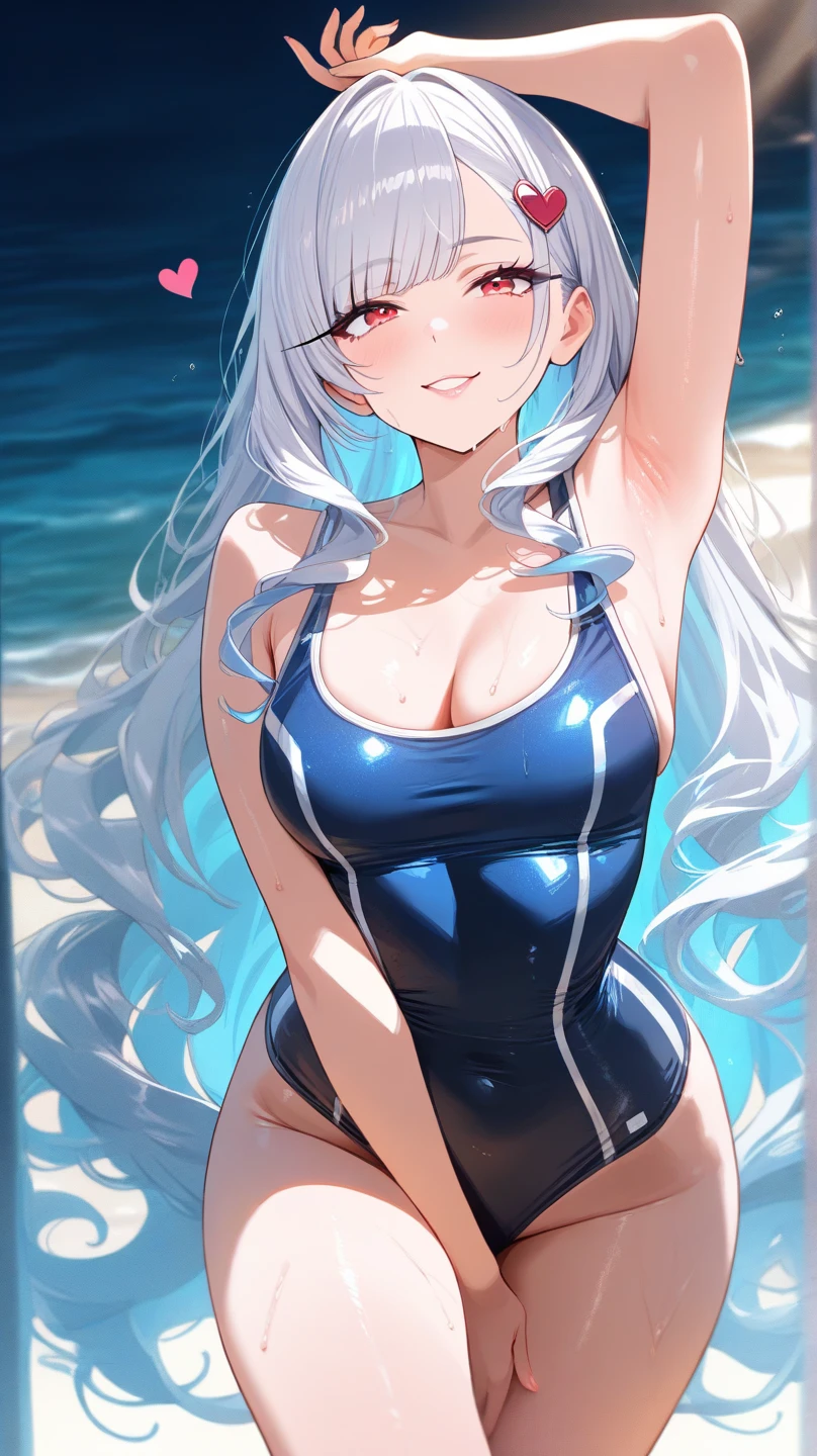 Anime girl in black and white swimsuit standing in the ocean, is wearing a swimsuit, Pin en anime, Misty de Pokemon, sfw version, Portada del anime, Sona es un esbelto, Tipo de agua, Familia perfecta de chicas Android, Hatsune Miku Pelo corto, hands behind her body pose!, melting into liligant, r / arte, r /arte, r/arte
