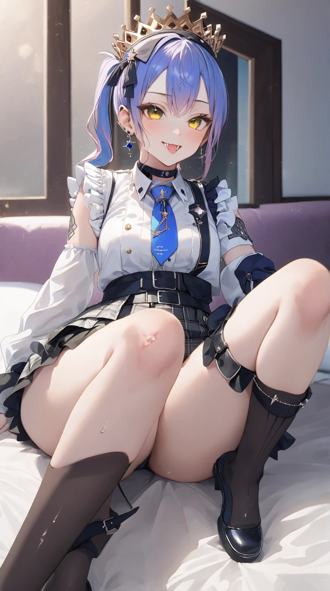 (((stained panties))), (((pussy juice stain))),(((Liz Hellesta))),gameroomconcept,PC Desk,Sitting in a gaming chair,Preste,Game Controller,keyboard,((Looking at the smartphone in his hand)),vtuber,Game Now Streaming,White Delivery Room,Liz Hellesta髪1,((Dressed seriously)),(((Do not expose breasts))),masterpiece, Highest quality, Beautiful and sexy, ((From below)), (1 female), 1 male,Liz Hell,(Straight gray straight hair,((Bangs)),((Beautiful Japanese girl face)),Thin face,Beautiful woman face,Precise depiction,Excellent costume design, charm, (real chest), (8k Full Body RAW Photo), (Highly detailed skin: 1.2), ((Oily skin)), Captivating look, Highly detailed face, ((Grey Hair)),fine grain, ((Sweaty body)), Inside the room,1 Girl,Open your mouth,(((Open your eyes))),(((View here))),(((Open your eyes))),(((Open your eyes))),(((Wide pelvis))),(((Very muscular and thick thighs Veins,))),Thigh gap,(((Narrow waist))),(Realistic:1.0),Front view,1girl,lh1, ,White lace panties、(((Hairy pussy))),(((Black pubic hair))),Open Pussy,Open labia,((Big exposed clitoris)),Viscous love juice is dripping,Hair Ornament Net、Long Hair、Long sleeve、Pleated skirt、(Blue silk thigh-high socks)、((Armband))、Navy blue pleated mini skirt、((White jacket, cotton material))、(tight white shirt)、Navy Blue Skirt、(Metallic black thigh straps),(((Front view))),Focused on PC gaming,(((Close ~ eyes))),(Crying face),tears,Are crying,((Expressions of pain)),Frowning,Saliva,((Open your mouth)),Showing teeth,Constricted eyes1,