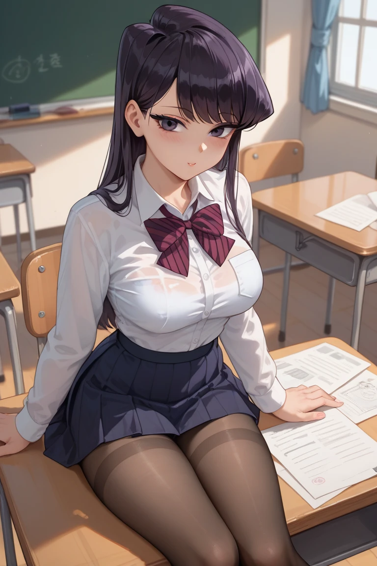 ((masterpiece)), ((best quality)), (ultra-detailed), ((sexy)), (ero), anime style, in the classroom, pantyhose 