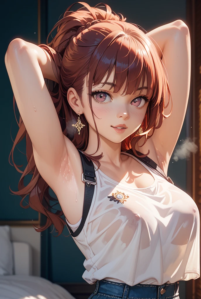 (masterpiece, best quality), 21 years old, 1girl, <lora:shrug_v0_2_dadap:1> short shrug \(clothing\),