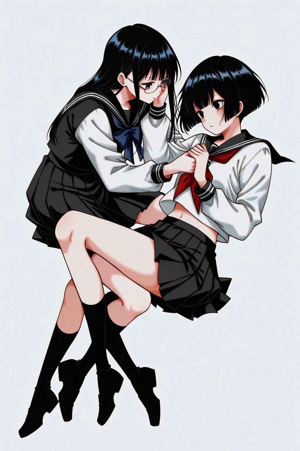((Masterpiece, Highest quality, Ultra-detailed, 8k)),(Photographic high definition), whole body、1girl, 2boy, (Two little boys、9 years old、A boy is touching a girl's breasts from both sides、A good friend、Excited expression、close your eyes、Open your mouth、Small penis), ((Perfect beautiful girl、14 years old、Alice in Wonderland、Shiny, deep golden straight long hair、A very bright and happy expression, Very young and artistic, with beautiful round faces、Large, round eyes、Shiny, clear blue eyes、Surprised thin eyebrows、A childlike open mouth、 Very large breasts、Only one side of the breast is protruding、Thigh-high socks with lots of blue and white horizontal stripes、Black Head Ribbon、White frilly apron、Blue ruffled dress)), Midday、On the bright lawn、
