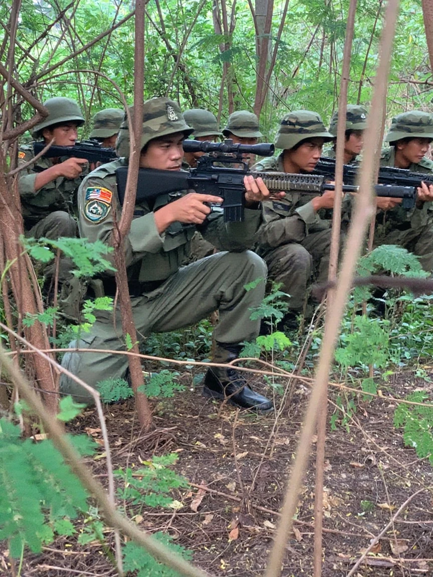 there is a man in uniform holding a gun and looking at his cell phone, handling riffle on chest, male soldier in the forest, with rifle, professional, 🤬 🤮 💕 🎀, portrait of a female ranger, 🕹️ 😎 🔫 🤖 🚬, not cropped, dang my linh, basic, mechanized police infantry, forest hunter lady, hr