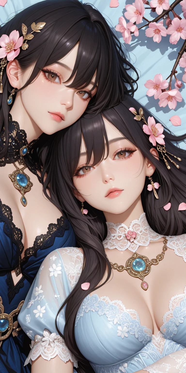 Bloody。Look away。With a camera angle looking down from above。A beautiful woman relaxing in a reclining chair with her legs stretched out、Look away巨乳で狐耳の一人の美女。A shiny kimono with a corset, off-the-shoulder sleeves and a skirt。hair ornaments、Earrings、necklace。UHD, anatomically correct, masterpiece, accurate, super detail, high details, high quality, best quality, highres, 16k
