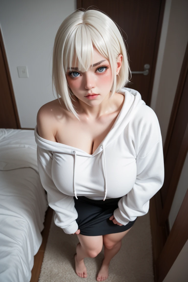 (looking at viewer:1.1),Smile,solo,slim,
<lora:(ç¢§èèªç·)æ½ä½©ä¼¯çµå°è»é¢¨æ ¼.admiral_graf_spee_azurlane:1>,
(admiral_graf_spee_azurlane:1.15),(blue_eyes:1.1),multicolored_hair,short_hair,(grey_hair),bangs,blush,sidelocks,red_hair,(large breasts:1.1),
(embarrassed and blush),(red_scarf,cross:1.2),
[<lora:[æè£]åç¯æè£.prisonerOutfitV2:0.8>::12],
(breast hold:1.3),PRICLOTHES,STRIPED CLOTHES,(torn clothes:1.2),short sleeves,shorts,
woman in prison cell sitting in bed,indoors,prison cell,prison,