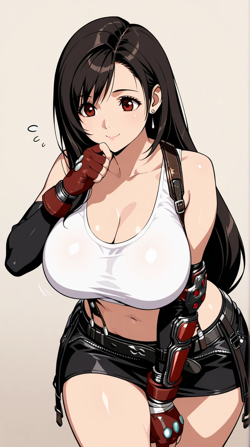 (score_9
score_8_up
score_7_up
score_6_up
score_5_up
score_4_up
source_anime),,BREAK , ,straight-on,, breast press,,standing,(breasts on glass,against glass.hands on glass.window), upperbody,,Solo ,1girl, tifa lockhart, final fantasy, tareme,black hair, low-tied long hair, red eyes, bangs, (white tank top, belt, pleated skirt, thighhighs, elbow fingerless gloves, elbow pads, midriff, navel,suspender skirt) ,(large_breast),(light smile),daytime,outdoor,(ultra detailed),(best quality),(aesthetic,very aesthetic),UHD,extremely detailed CG unity 8k wallpaper,depth of field,,,detailed face and eyes,(steam censor)