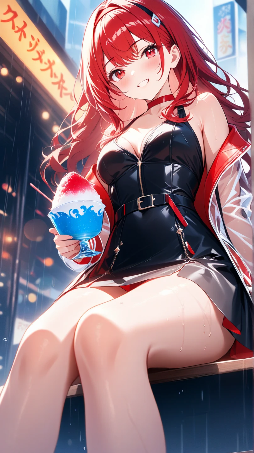 Anime illustration、highest quality、cyber punk、Xenoblade Chronicles 2、Homura、Selling aphrodisiacs、Red Hair、Luxury Casino、Voluptuous Bunny Girl、Giant roulette wheel、Bunny ears、Perfect proportions、Big Breasts、Thick legs、Beautiful, shining eyes、smile、Cowboy Shot